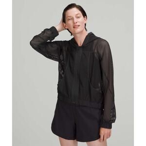 Lululemon Black Mesh Relaxed Fit Full Zip Hooded Jacket - Size 8